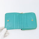 Miu Miu Wallet Leather Turquoise Blue Gold Auth 200003-10
