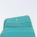 Miu Miu Wallet Leather Turquoise Blue Gold Auth 200003-21