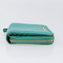 Miu Miu Wallet Leather Turquoise Blue Gold Auth 200003-3