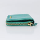 Miu Miu Wallet Leather Turquoise Blue Gold Auth 200003-4