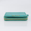 Miu Miu Wallet Leather Turquoise Blue Gold Auth 200003-5