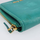Miu Miu Wallet Leather Turquoise Blue Gold Auth 200003-15