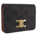 CELINE Triomphe Wallet PVC Gold Dark Brown Auth 200004M-1