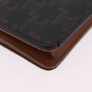 CELINE Triomphe Wallet PVC Gold Dark Brown Auth 200004M-15