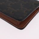 CELINE Triomphe Wallet PVC Gold Dark Brown Auth 200004M-16