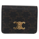 CELINE Triomphe Wallet PVC Gold Dark Brown Auth 200004M-13