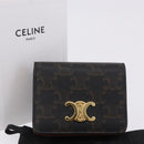 CELINE Triomphe Wallet PVC Gold Dark Brown Auth 200004M-12