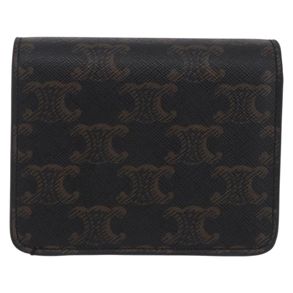 CELINE Triomphe Wallet PVC Gold Dark Brown Auth 200004M