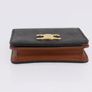 CELINE Triomphe Wallet PVC Gold Dark Brown Auth 200004M-6