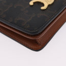 CELINE Triomphe Wallet PVC Gold Dark Brown Auth 200004M-7