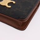CELINE Triomphe Wallet PVC Gold Dark Brown Auth 200004M-14