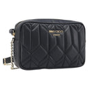 Jimmy Choo Chain Shoulder Bag Leather Black Gold Auth 200006A-1