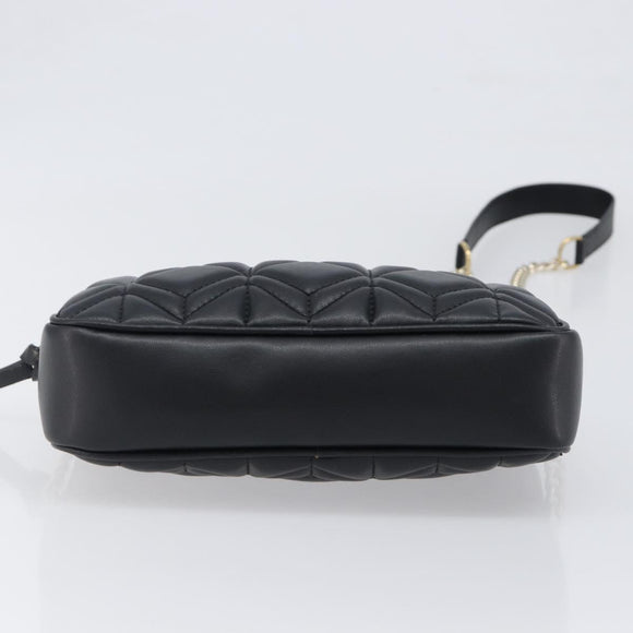 Jimmy Choo Chain Shoulder Bag Leather Black Gold Auth 200006A