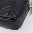Jimmy Choo Chain Shoulder Bag Leather Black Gold Auth 200006A-15