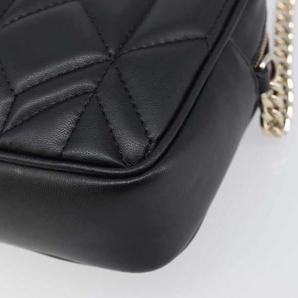 Jimmy Choo Chain Shoulder Bag Leather Black Gold Auth 200006A