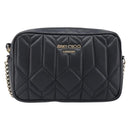 Jimmy Choo Chain Shoulder Bag Leather Black Gold Auth 200006A-13