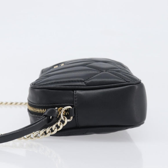 Jimmy Choo Chain Shoulder Bag Leather Black Gold Auth 200006A