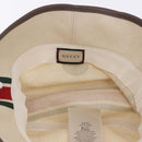 GUCCI Web Sherry Line Hat Canvas L Beige Auth 200007M-12