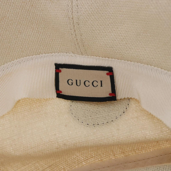 GUCCI Web Sherry Line Hat Canvas L Beige Auth 200007M
