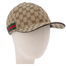GUCCI GG Canvas Web Sherry Line Hat L Beige Auth 200008M-1