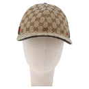 GUCCI GG Canvas Web Sherry Line Hat L Beige Auth 200008M-2