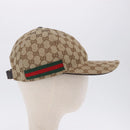 GUCCI GG Canvas Web Sherry Line Hat L Beige Auth 200008M-5