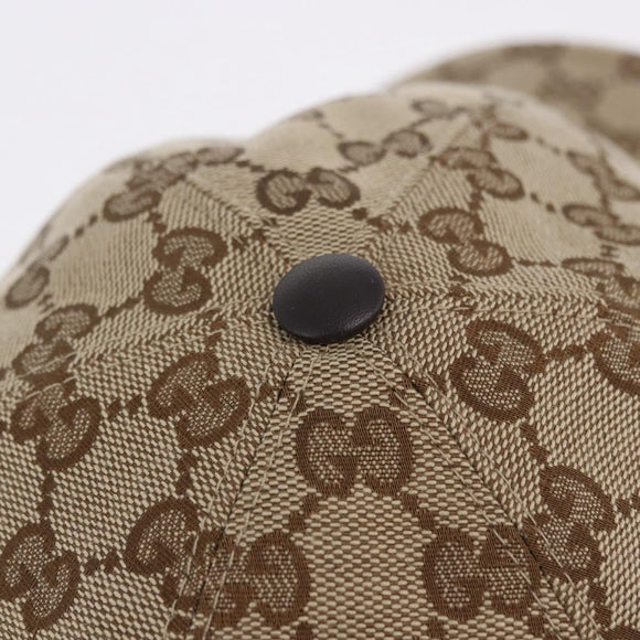 GUCCI GG Canvas Web Sherry Line Hat L Beige Auth 200008M
