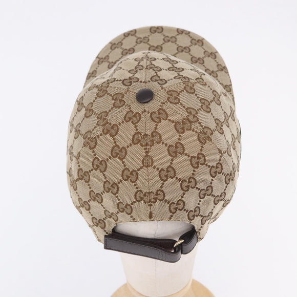 GUCCI GG Canvas Web Sherry Line Hat L Beige Auth 200008M