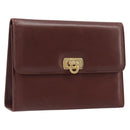 Salvatore Ferragamo Clutch Bag Leather Brown Gold Auth 200009-1