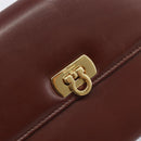 Salvatore Ferragamo Clutch Bag Leather Brown Gold Auth 200009-12
