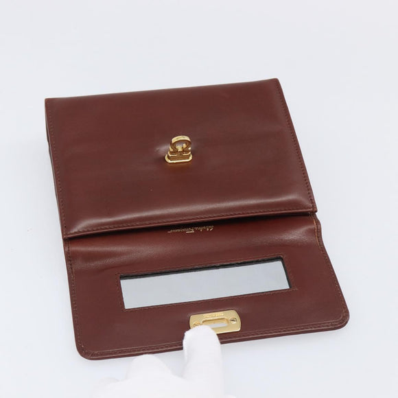 Salvatore Ferragamo Clutch Bag Leather Brown Gold Auth 200009