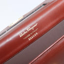 Salvatore Ferragamo Clutch Bag Leather Brown Gold Auth 200009-14