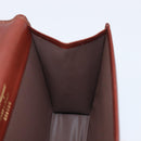 Salvatore Ferragamo Clutch Bag Leather Brown Gold Auth 200009-16