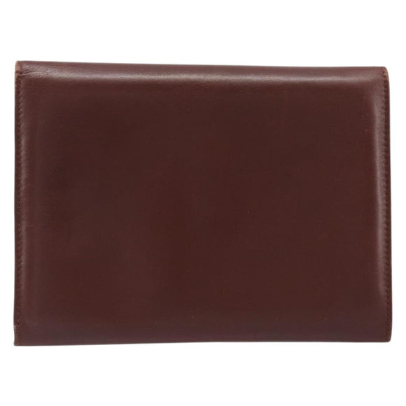 Salvatore Ferragamo Clutch Bag Leather Brown Gold Auth 200009