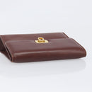 Salvatore Ferragamo Clutch Bag Leather Brown Gold Auth 200009-6