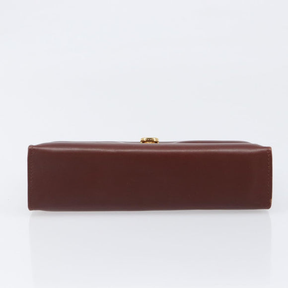 Salvatore Ferragamo Clutch Bag Leather Brown Gold Auth 200009