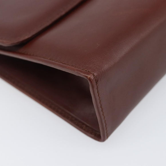 Salvatore Ferragamo Clutch Bag Leather Brown Gold Auth 200009