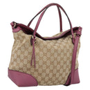 GUCCI GG Canvas Hand Bag 2way Beige Gold 353120 Auth 200012-1