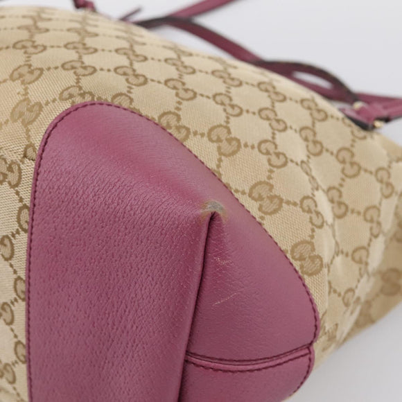 GUCCI GG Canvas Hand Bag 2way Beige Gold 353120 Auth 200012