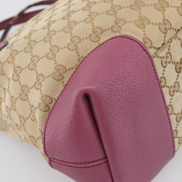 GUCCI GG Canvas Hand Bag 2way Beige Gold 353120 Auth 200012