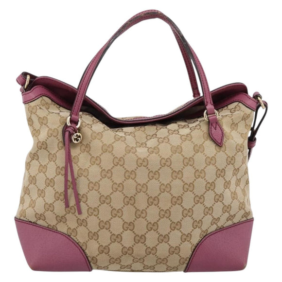 GUCCI GG Canvas Hand Bag 2way Beige Gold 353120 Auth 200012