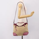 GUCCI GG Canvas Hand Bag 2way Beige Gold 353120 Auth 200012-24