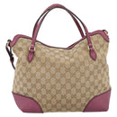 GUCCI GG Canvas Hand Bag 2way Beige Gold 353120 Auth 200012-3