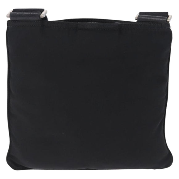 PRADA Shoulder Bag Nylon Black Silver Auth 200013A