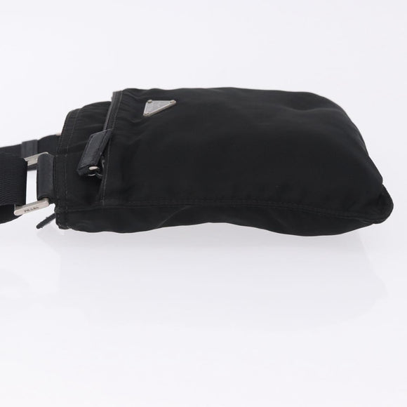 PRADA Shoulder Bag Nylon Black Silver Auth 200013A