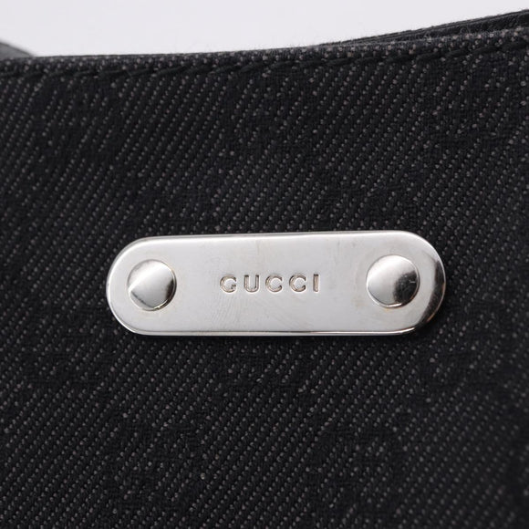 GUCCI GG Canvas Shoulder Bag Black Silver 196140 Auth 200016A