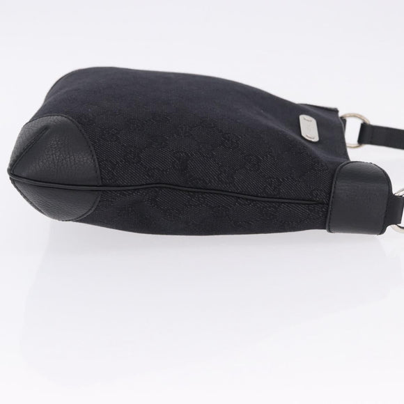 GUCCI GG Canvas Shoulder Bag Black Silver 196140 Auth 200016A