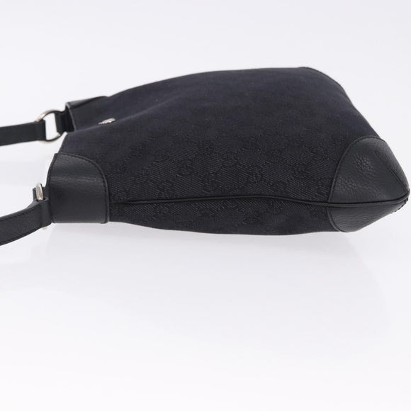GUCCI GG Canvas Shoulder Bag Black Silver 196140 Auth 200016A