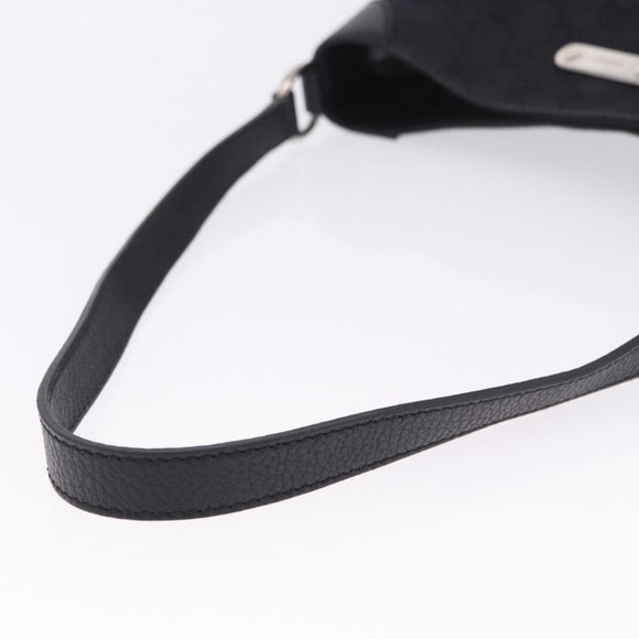 GUCCI GG Canvas Shoulder Bag Black Silver 196140 Auth 200016A