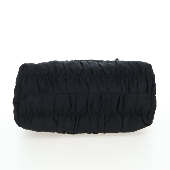 PRADA Hand Bag Nylon 2way Black Gold Auth 200017V